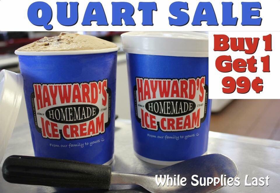 HaywardsIC's tweet photo. Today marked the beginning of our annual Quart Sale!! Come get yours before your favorite flavors sell out! Sale runs until we close 10/29. https://t.co/6UrJ5oy74m