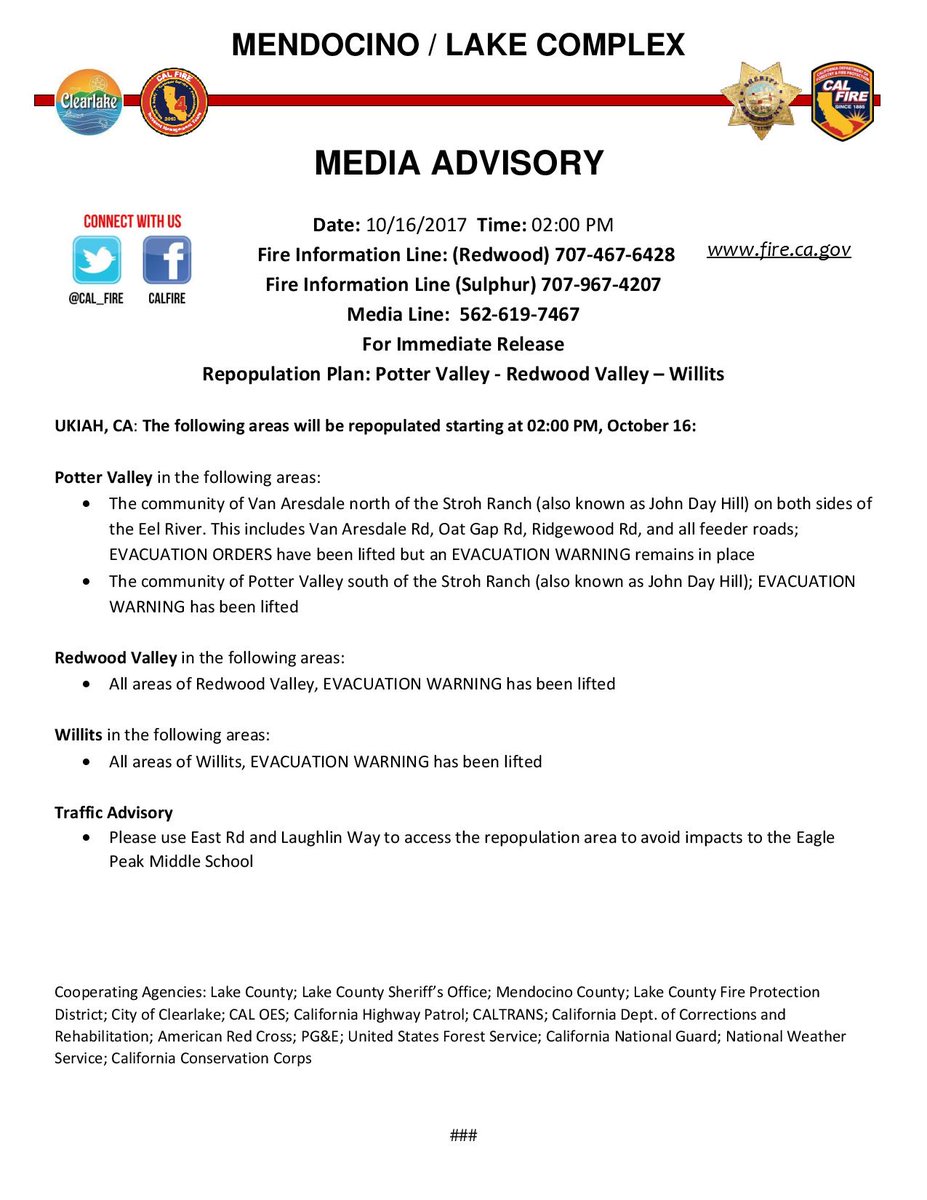 CALFIRE_MEU's tweet photo. More good news for the #MendocinoLakeComplex #SulphurFire #RedwoodComplex https://t.co/P0jqigECCG