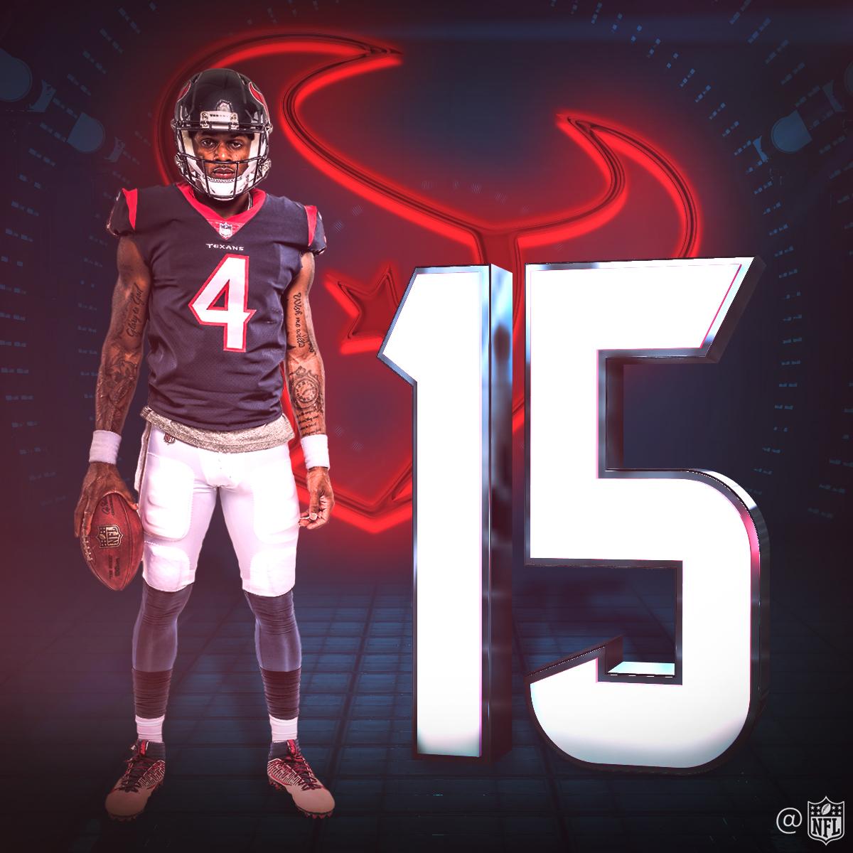 NFL's tweet photo. After throwing his 15th touchdown...

@deshaunwatson has more TD passes than any other QB in the NFL! (despite not starting in Week 1) https://t.co/Zgwkq3cpFb