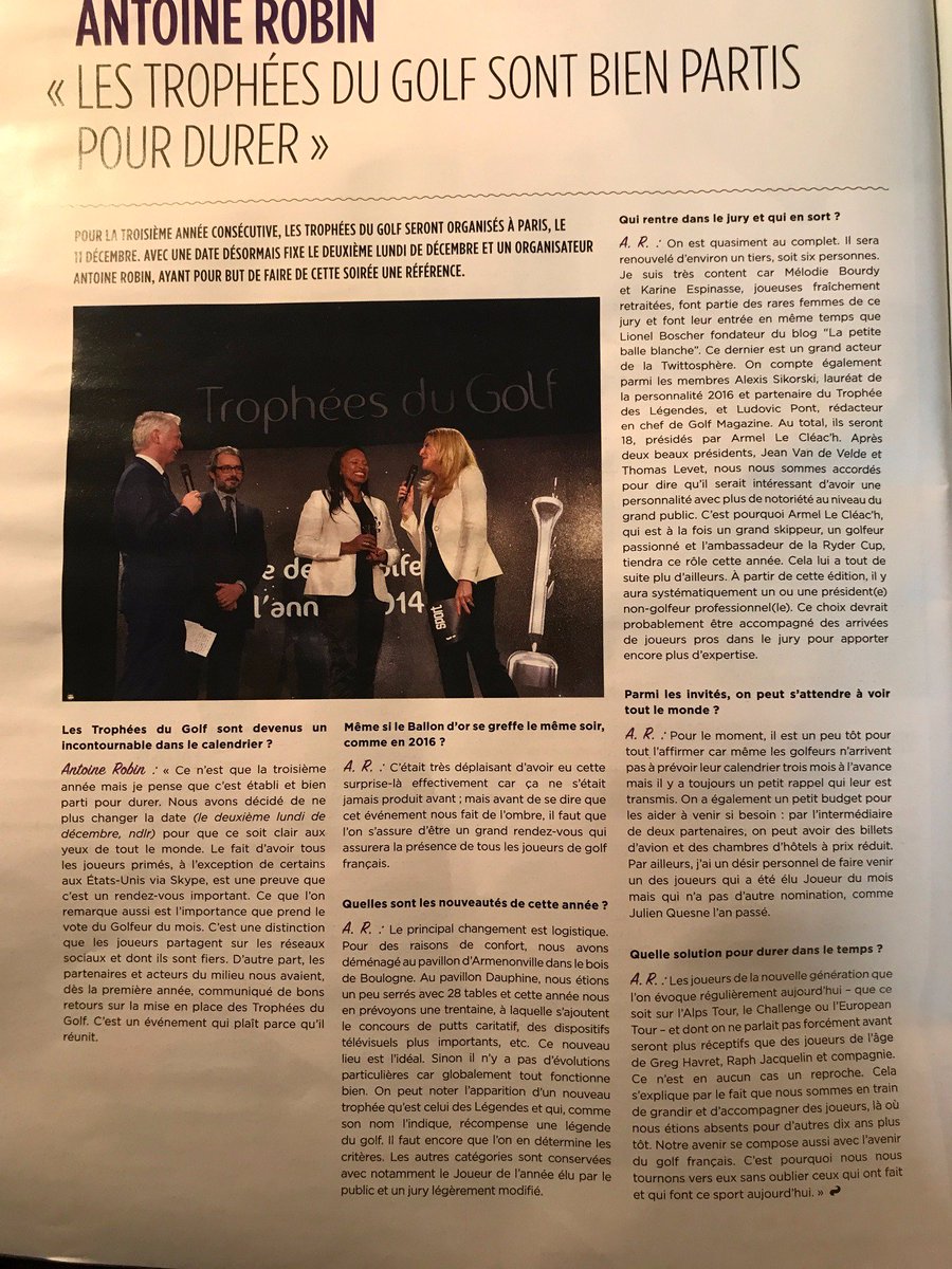 tropheesdugolf's tweet photo. Merci @ArnaudTillous pour ce papier dans le dernier @JournalduGolf #TropheesGolf https://t.co/hV9sh2QvS7