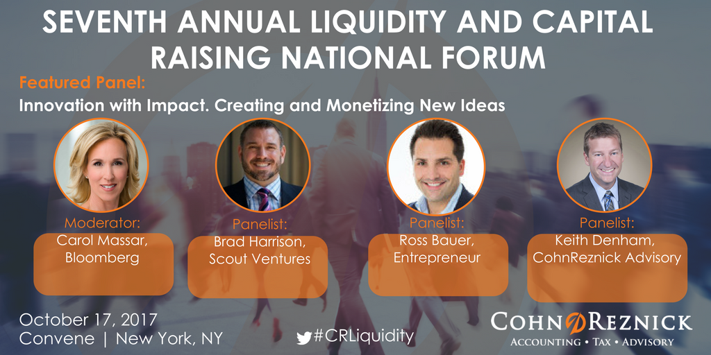 raviraghunatha's tweet image. Discover how leading companies enable innovative #disruption to accelerate growth in today&apos;s market at @CohnReznick&apos;s #CRLiquidity event