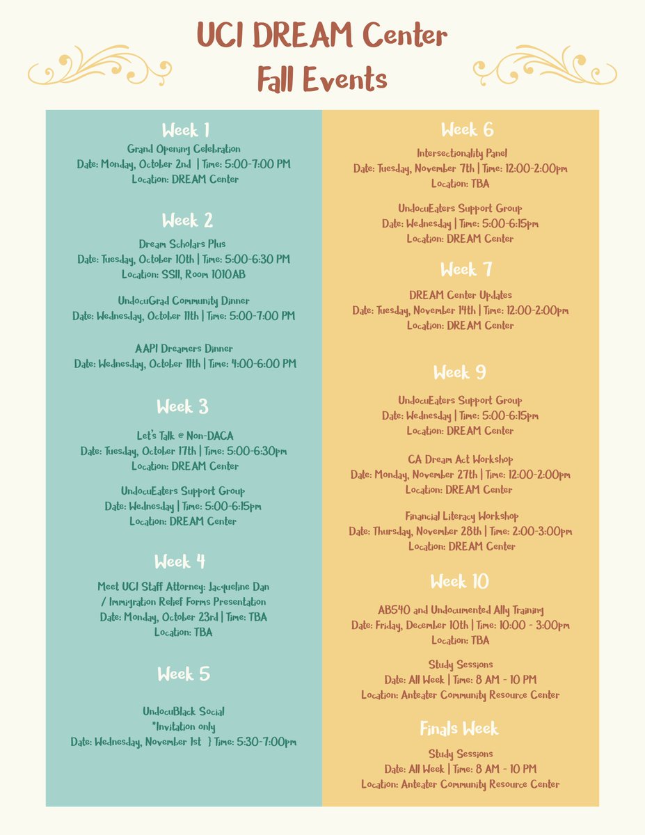 ucidreamcenter's tweet photo. Here is our fall flyer of events! https://t.co/8FexxRk3sa