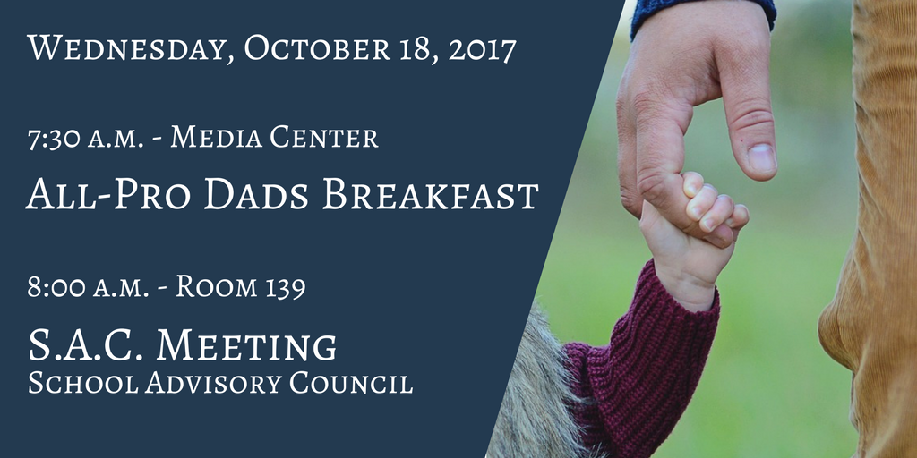 CAESCougars's tweet photo. See you Wednesday morning at 7:30 for our #AllProDad breakfast followed by our S.A.C. meeting. #parentinput #CentralROCKS #SDOCGoodtoGreat https://t.co/LbP97mwxT1