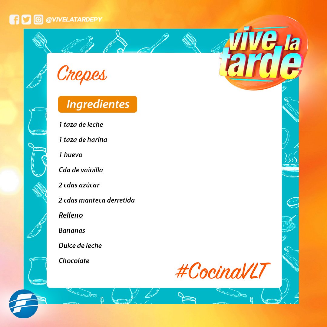 vivelatardepy's tweet photo. Acá te dejamos la receta de los crepes 👏✔ ¡@oscarpintos_  siempre nos sorprende! 😍💓 https://t.co/5VcuAf9Jf3