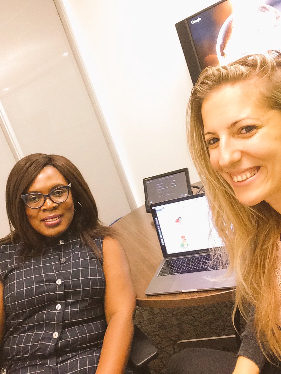 LindiweMatlali's tweet image. Me & my Google mentor. I can't wait 2 share @africateengeeks project developed w/ 1 of Mzansi's best comic @sifisoyalo #Inspirekids2code