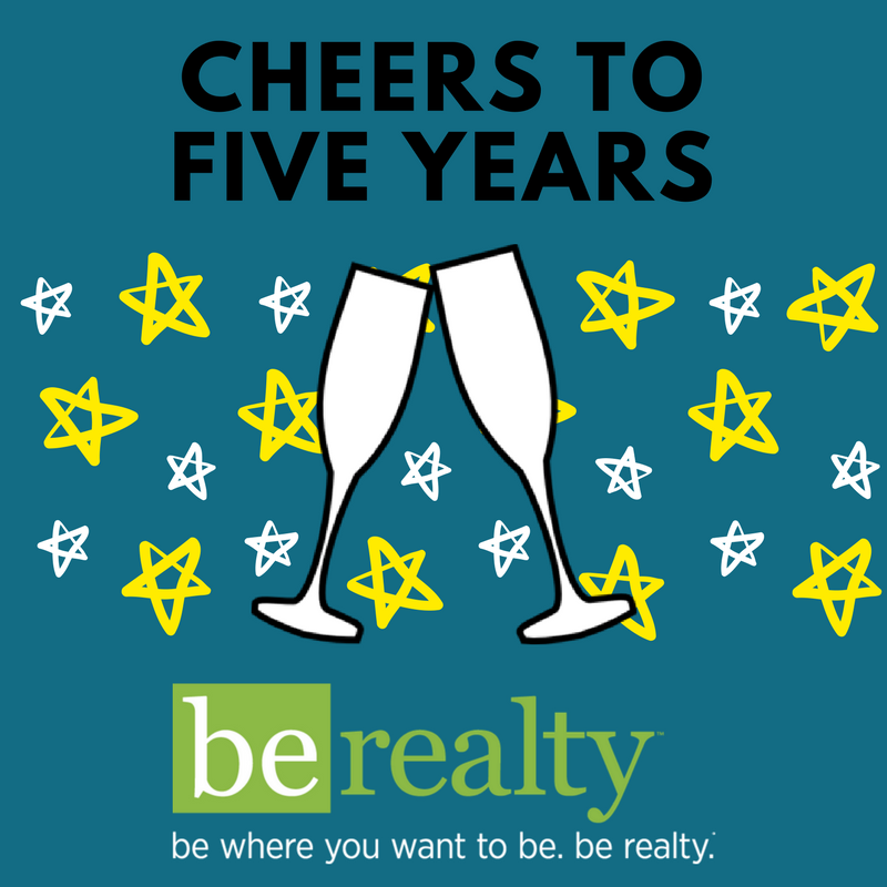 berealtygroup's tweet photo. Cheers to five years!  Be Realty is celebrating our 5 year anniversary this season.  #highfive #becelebrating #bewhereyouwanttobe #berealty https://t.co/9r1wfN6FSP