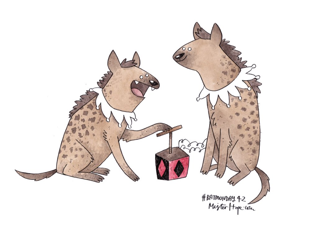misterhpe's tweet image. A little late on this windy Monday, but here’s your weekly #Batmonday fix! #HarleysHyenas! #HarleyQuinn #Hyena #Batman