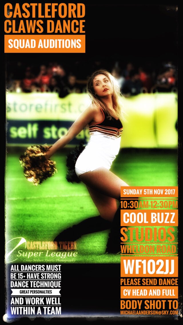 CastlefordClaws's tweet photo. *****Castleford Tigers Dance Squad auditions******** https://t.co/WT6vWSDX2d