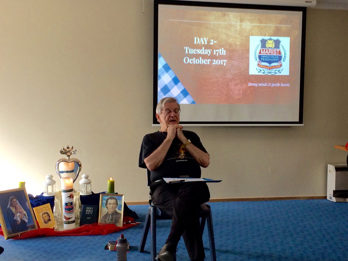 MaristPenshurst's tweet photo. Br Tony Butler leads us in prayer on Day 2 - Student Leaders Retreat. Inspiring, thought provoking and relevant. https://t.co/e6tjecGkM6