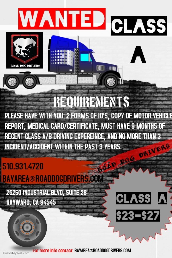 RddBay's tweet photo. We are now hiring Class A Drivers! Please join us now!!
 Call us for more information! 510-931-4720 https://t.co/c819LMN1ta
