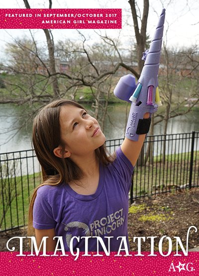 American_Girl's tweet image. Day 4: Jordan leaves a trail of sparkle everywhere she goes &amp;amp; inspires everyone with #ProjectUnicorn to think big and bold. #GiveWhatCounts