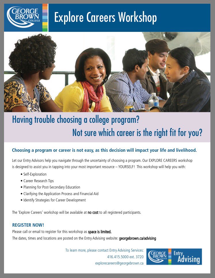 The ExploreCareers@georgebrown.ca Workshop at St. James Campus, Tue Oct 17 is not affected by strike. <a href="/GBCollege/">George Brown College</a>