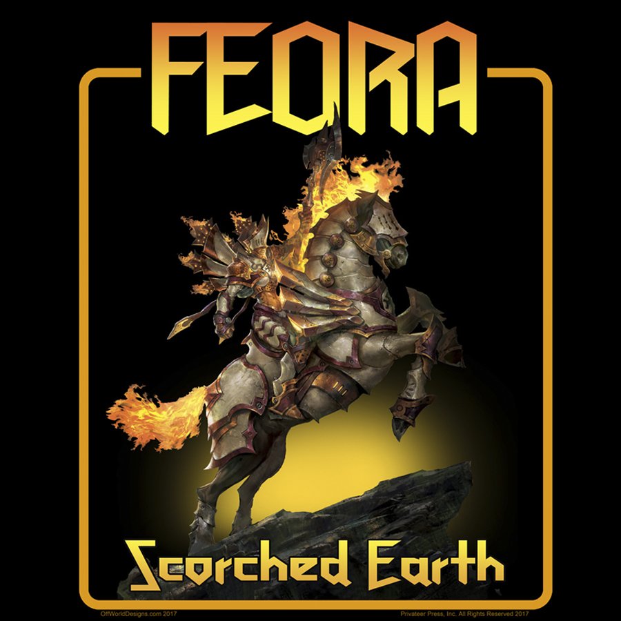 privateerpress's tweet photo. Unleash the flames of righteous metal, with your own Feora, Scorched Earth Tour shirt! via @OffworldDesigns https://t.co/2zwIpNOwLW https://t.co/gBnAc2uUO4