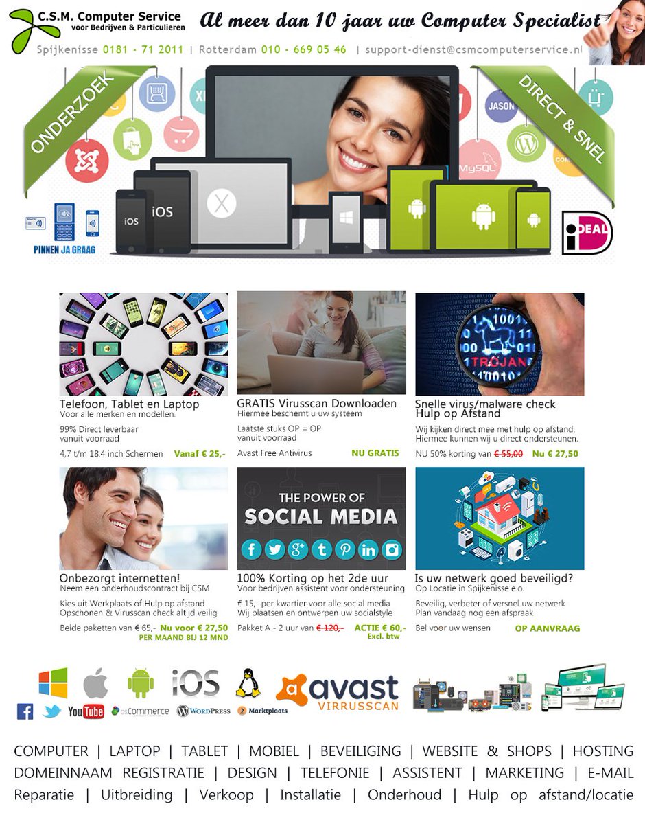 csmcomputerserv's tweet photo. COMPUTER #LAPTOP #TABLET #MOBIEL #BEVEILIGING #WEBSITE #HOSTING #DOMEINNAAMREGISTRATIE  #TELEFONIE #Reparatie  #Windows #iOS #Android https://t.co/aXnMDoFkTp