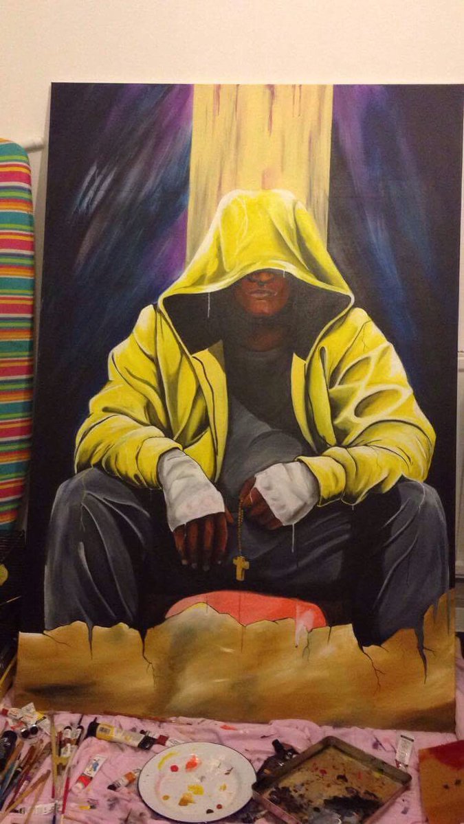 GaryRevive31's tweet photo. My latest painting. "Unknown fighter" seated in victory. He's so unknown in victory he doesn't know himself. Humble man. https://t.co/QLcsSGQAcG