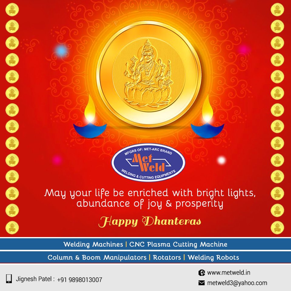 metweldcnc's tweet photo. May this Dhanteras shower you with wealth and prosperity as you journey towards greater success.
#HappyDhanteras
#Dhanteras
#Metweld https://t.co/ascpMrgfI9