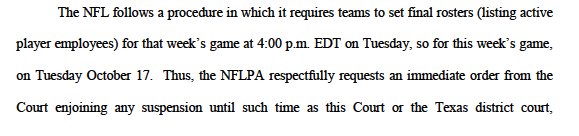 NFLPA seeks “immediate order” due to Tuesday 4 pm NFL roster freeze: