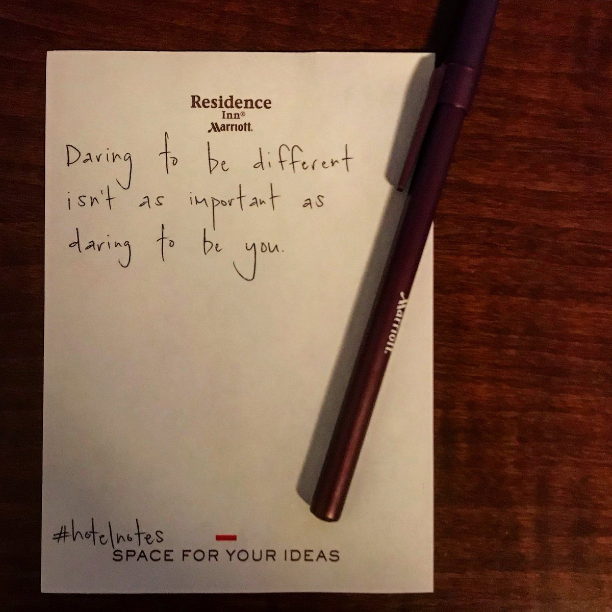 samdavidson's tweet photo. Be you first and foremost. #hotelnotes left in Room 1412, Residence Inn, Chicago Downtown https://t.co/GwdtZTdgKc