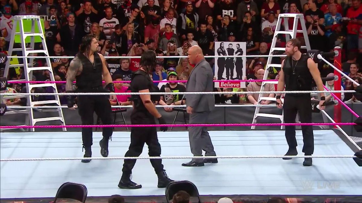 WWEUniverse's tweet photo. As @BookerT5x would say, that gear is lookin' GOODT!

#RAW #WWETLC @WWERomanReigns @WWERollins @TheDeanAmbrose https://t.co/4djKrLw7Vv