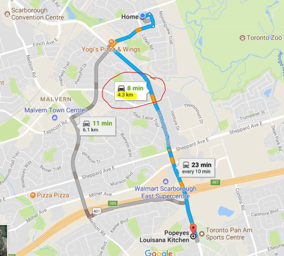 nas_syed's tweet photo. #Popeyes Morningside charging me a fee for delivery because they claim my house is 'far away' 5.1 km he said . and up to 5 km is free .. LOL https://t.co/nBT6UU2h3P