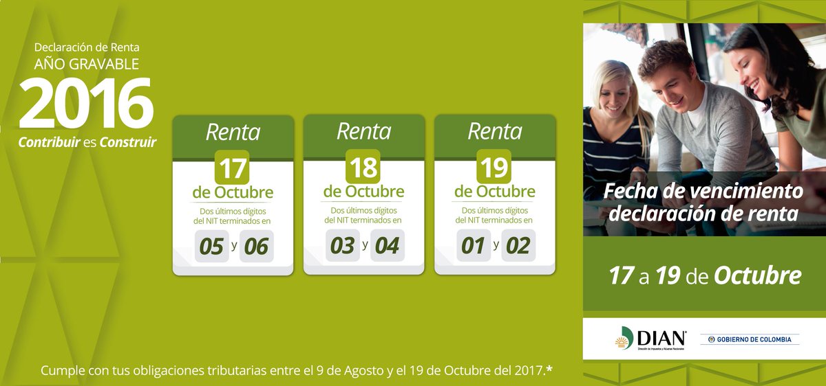 DIANColombia's tweet image. #Recuerde Mañana dígitos 05 y 06 - vencimientos Declaración de Renta Persona Natural año Gravable 2016. #YODeclaro goo.gl/eWxpYy