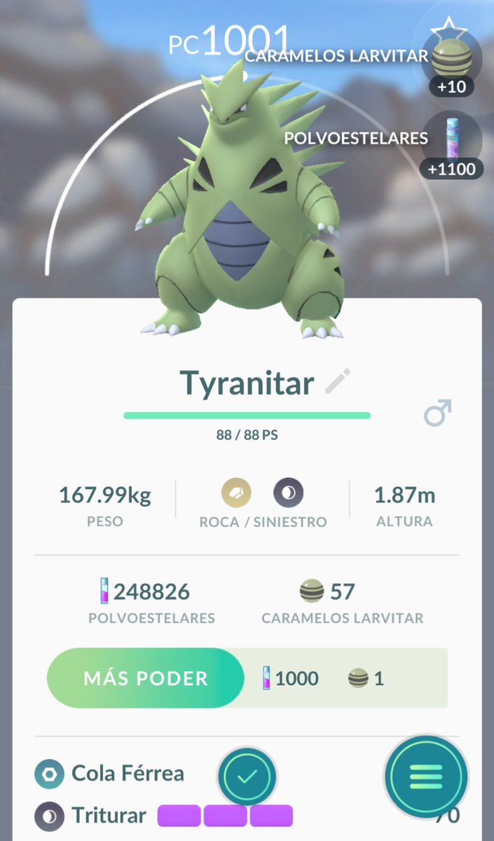 LuzuGames's tweet photo. Acabo de conseguir un Tyranitar salvaje 😂👍🏼 https://t.co/uPc8nQqKxa