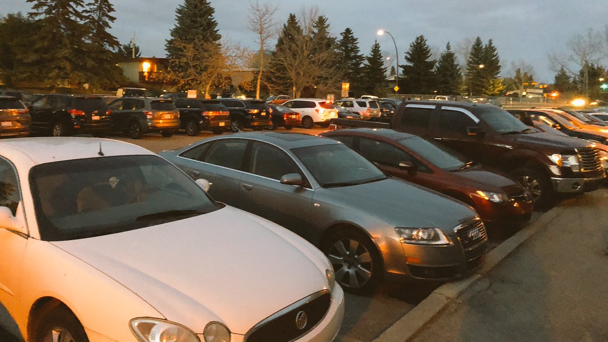 It's a full parking lot at the voting station. #yycvote #vote #recordturnout #municipalelection