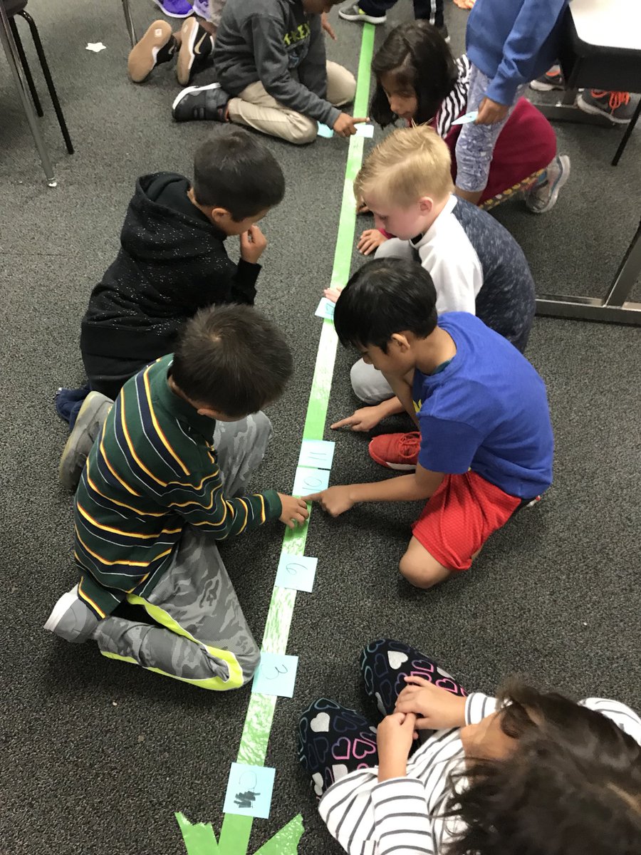 HeatonMubeen's tweet photo. Team work makes a dream work! Hands-on learning with number lines &amp; comparing numbers. So engaging! #HuskyPride @HaunElem https://t.co/pRhuC7egHB