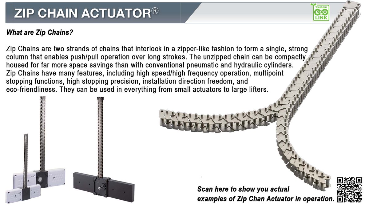 TsubakiMYS's tweet photo. Two chains lock together like a zipper to form a single, strong column for pushing and pulling applications. https://t.co/3HqPp0Wyn9 https://t.co/k68pD57OAV
