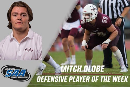 TUFootballTX's tweet photo. Mitch Globe Named SAA Football Player of the Week https://t.co/Q4blJlryM7 https://t.co/GZHQwHnN6K