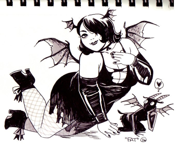 Fell a week behind on #inktober2017 bc of my trip, so I'm just moving on :) 16: "Fat"