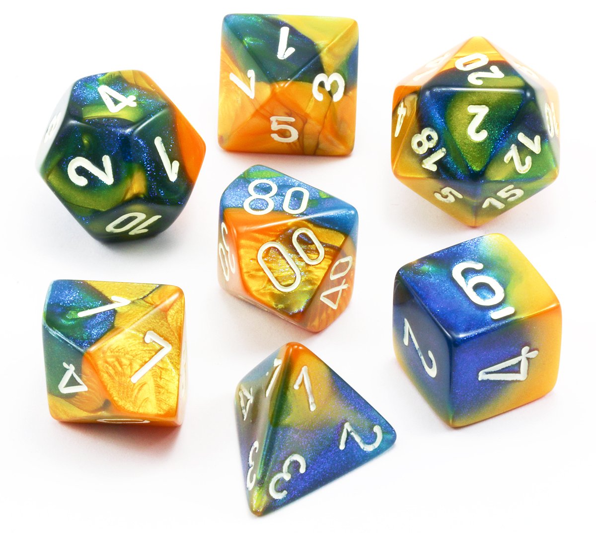 Some enchanted evening... Gemini Masquerade dice are ready for the ball. #beautiful #dice #dnddice #dnd #dungeonsanddragons #nerdy #rpgdice