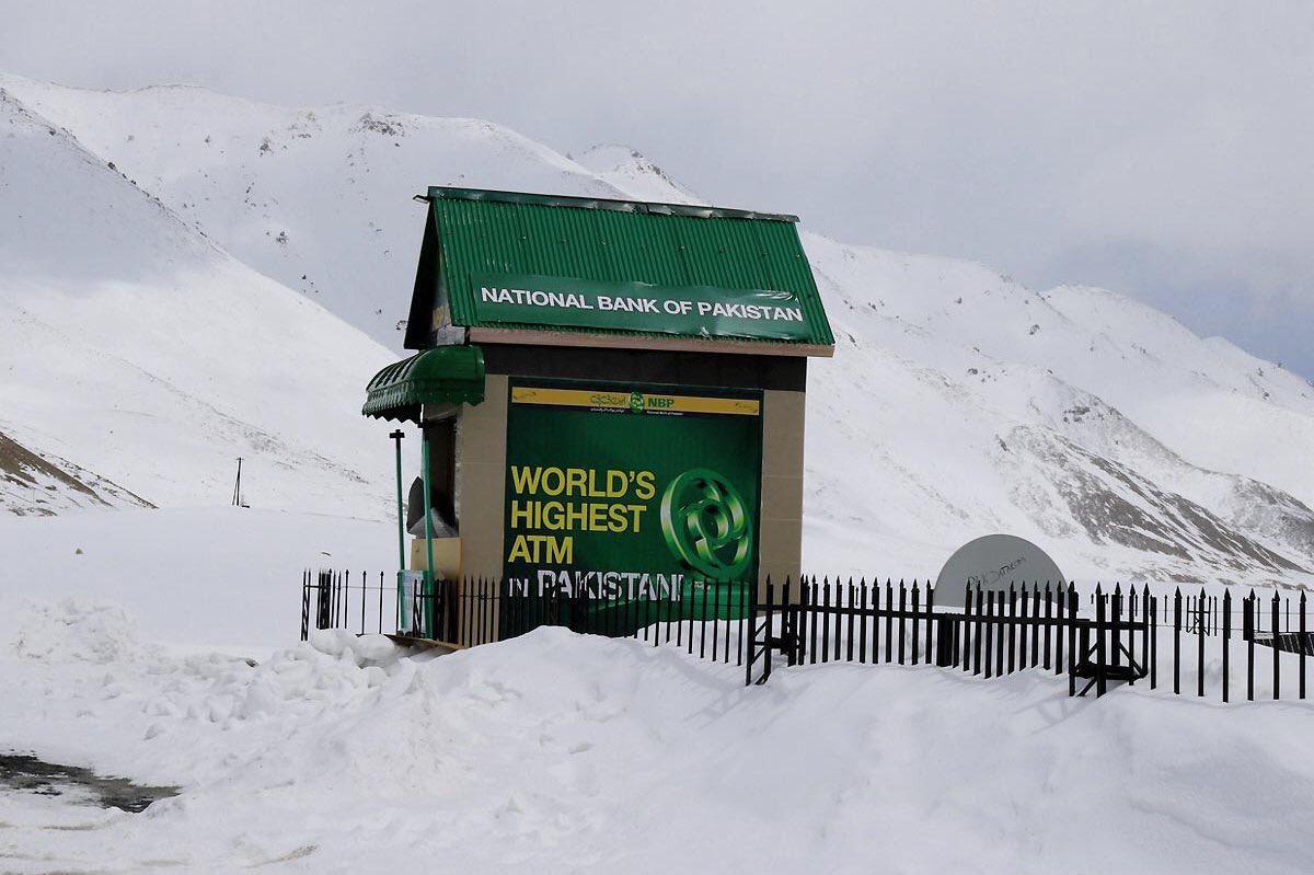 An ATM machine of a Pakistani bank (NBP) enters Guinness Book of Records for being installed on the highest altitude (at Khunjerab pass).