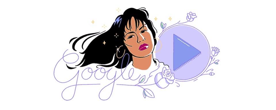 OhMyGOFF's tweet photo. Today's #googledoodle hittin' me w the feels early! A tribute to #Selena's 1st official album debut on this day in 1989 #selenaforever #fire https://t.co/gkAWn08mwb