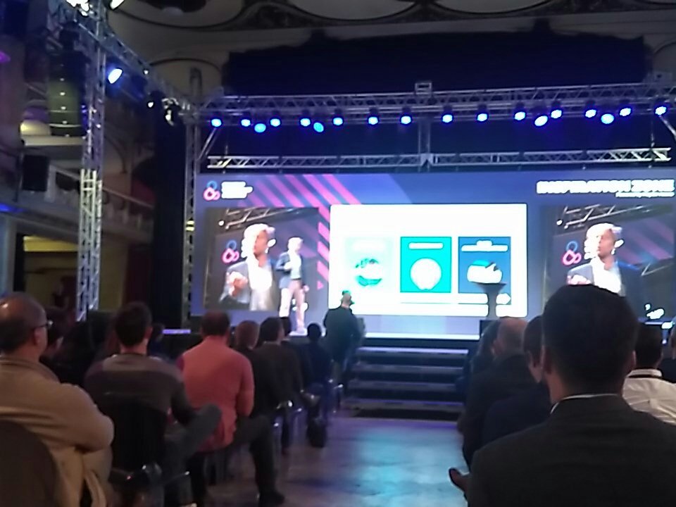 Karel Janecek introducing H2.1, human sociaty 2.1, as vital as H20 for human future, he claims. #swcsummit