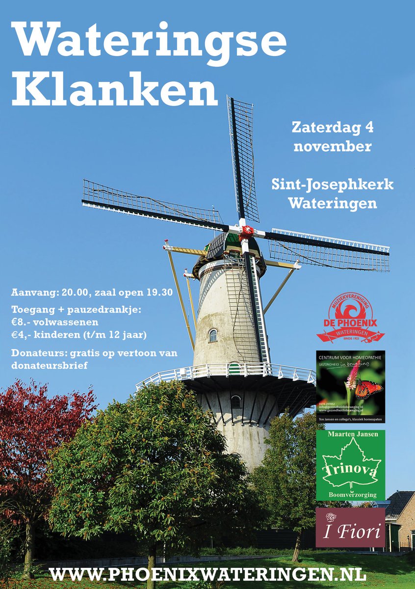 Staat hij al in uw agendag? 4 november wordt een muzikale avond in Wateringen met al onze afdelingen op het podium. Komt u ook?