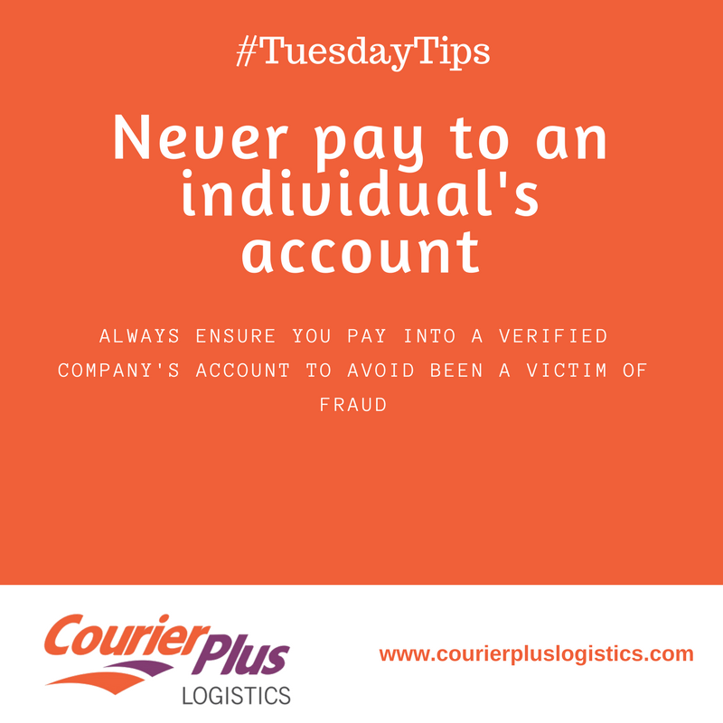 courierPlusKe's tweet photo. A quick tip to avoid being victim to fraudsters #TuesdayTips #CourierPlusKE https://t.co/PJkP63qhtj