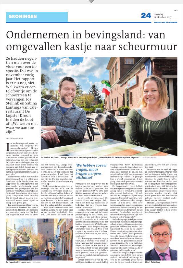 Ondernemen in het aardbevingsgebied: uitdaging of niet te doen? #loppersum #lopsterkroon #gedupeerd