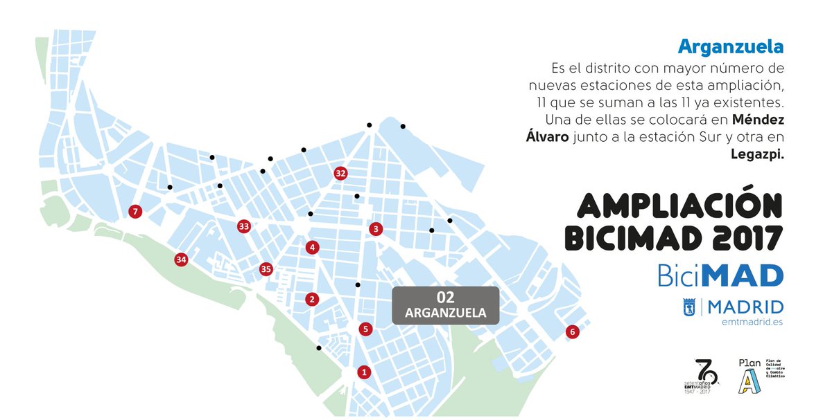 JMDArganzuela's tweet photo. #Arganzuela cuenta con once nuevas estaciones de @BiciMAD ; Entre ellas, una en Méndez Álvaro y otra en Legazpi. https://t.co/YIu8E28MKT https://t.co/HGE3JWrsWf