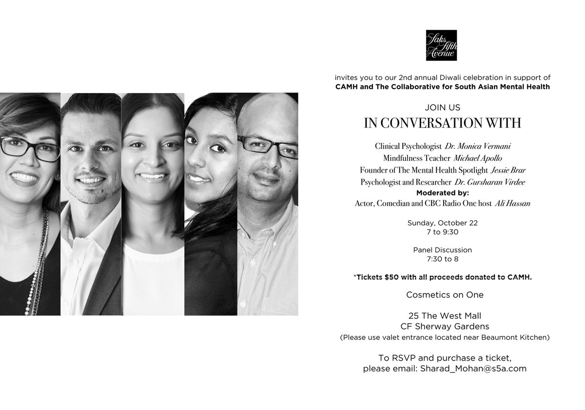 #SaksSherwayGDNS invites you to join us for our annual #Diwali celebration in support of <a href="/endstigma/">mental health</a> &amp; <a href="/SouthAsian_MH/">South Asian MH</a> bit.ly/2ze7eGw