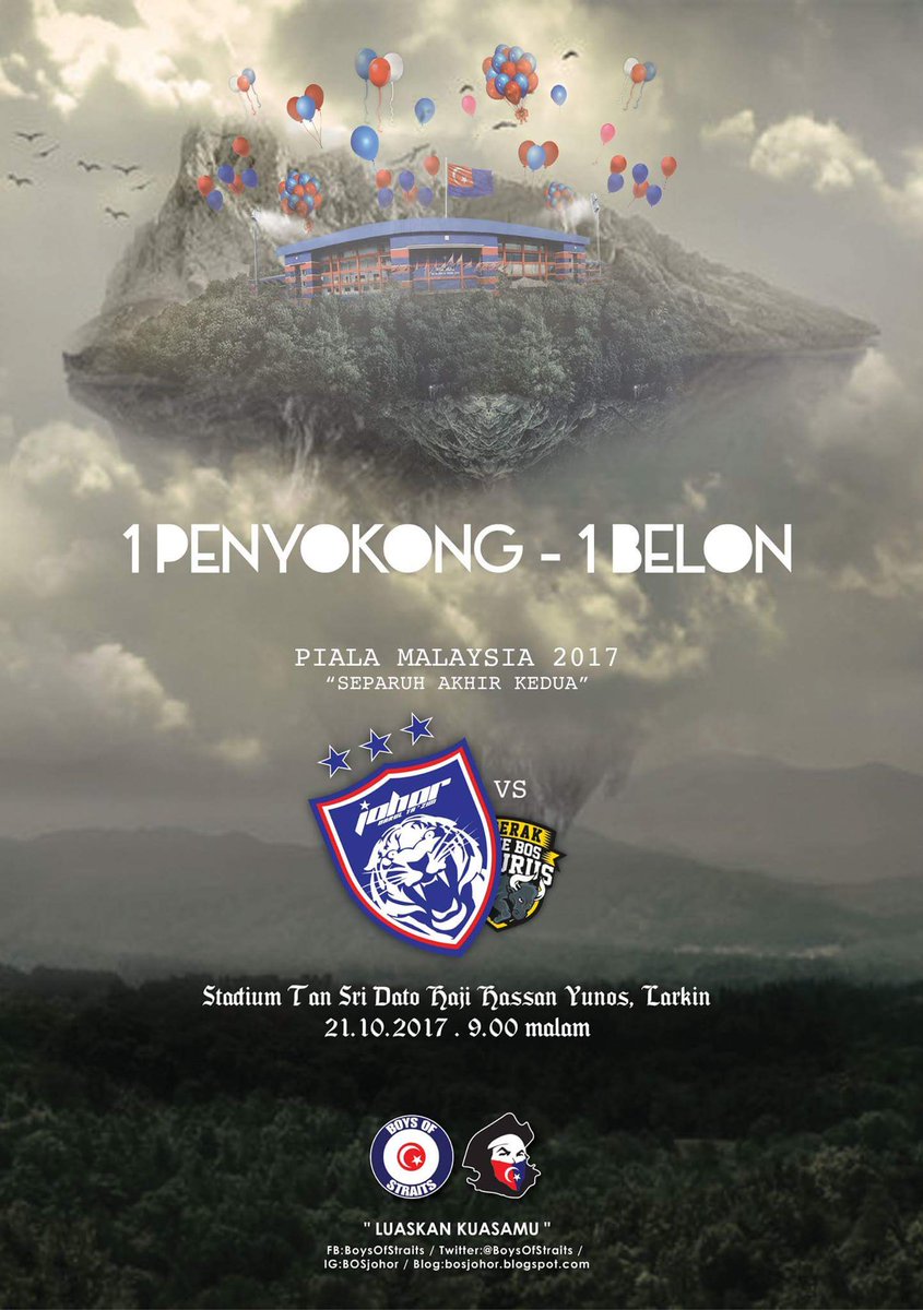 Kerjasama anda semua penyokong Johor mampu mengangkat atmosphere terbaik Stdm Larkin.
"1 penyokong 1 belon"
Amcm On ke tak On ni?