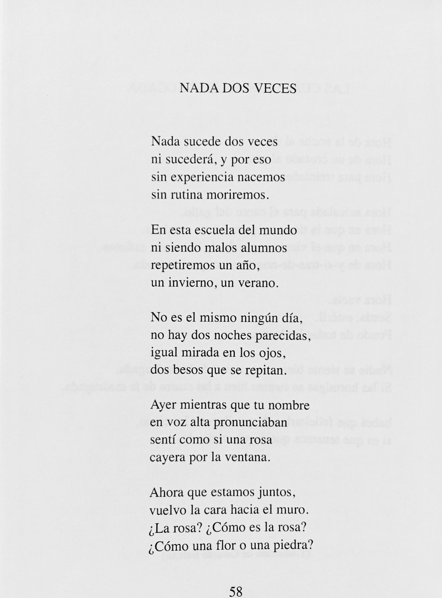 TeamPoetero's tweet photo. Poema “Nada dos veces” de: 

Wisława Szymborska
Polonia, 1923 https://t.co/9zV5QjD3V8