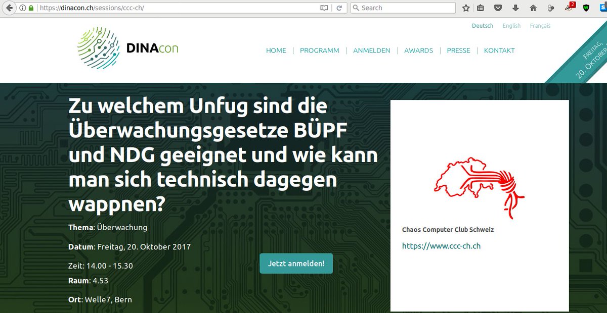 vecirex's tweet photo. Am Freitag @DINAconCH: #Massenüberwachung mit BÜPF &amp; NDG, und wie man sich dagegen wehren kann.
https://t.co/AmPM8MTVxi
#StopBÜPF #NDGnein https://t.co/P1RQIa9kqK