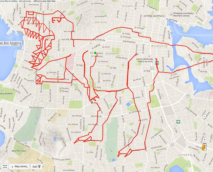 togoparts's tweet photo. Strava art is both at once lofty yet down-to-earth. World-famous Stephen Lund calls it "GPS/Strava doodles". 

 https://t.co/eo130JFUKG https://t.co/bACEmFPexF