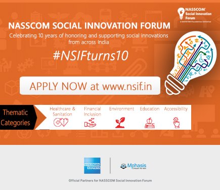 NF_Tech4Good's tweet photo. GREAT NEWS: @AmexIndia  joins our quest to search &amp; support best #socinns across India #ApplyforNSIF at https://t.co/PdGeohyVv7 #NSIFTurns10 https://t.co/IHkg69tzmB
