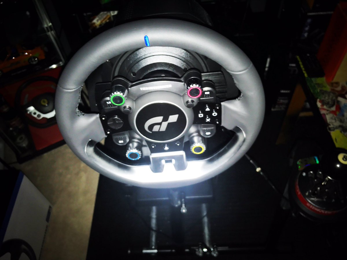 SLAP_Train's tweet photo. Good Night! All ready for a day of GT Sport Tomorrow! #ThrustmasterT-GT #Wheelstandpro #GTSPORT who's got it ! Thoughts so far? https://t.co/HZuz9E7hnb