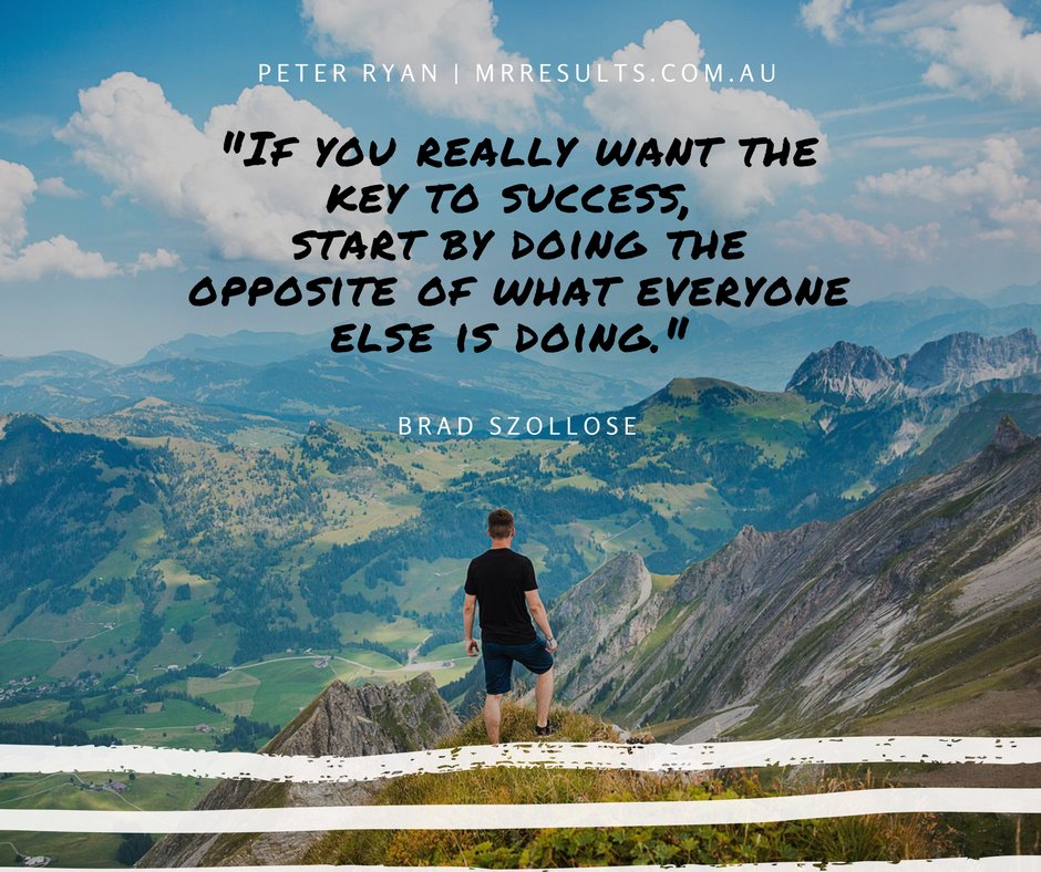 MrResult's tweet photo. "If you really want the key to #success, start by doing the opposite of what everyone else is doing." Brad Szollose #topquotes #motivation https://t.co/YVewdIRpeN