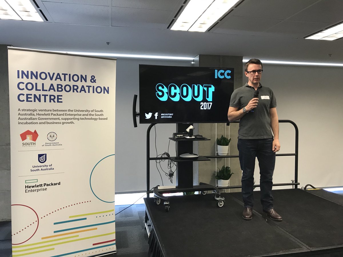 NoelleSuze's tweet photo. It’s Dr Alex Grant from @MyriotaGlobal looking for awesomeness. If you have it go talk to them! 😎 #SCOUT2017 https://t.co/d3072RGosI