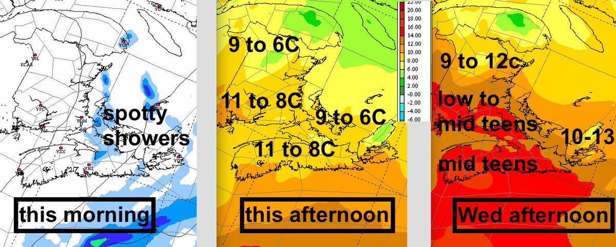 Up early with @Louise_CBC covering for @BrennanAllenCBC. A cool airmass with some spotty am showers around the Gulf; then nice stretch ahead