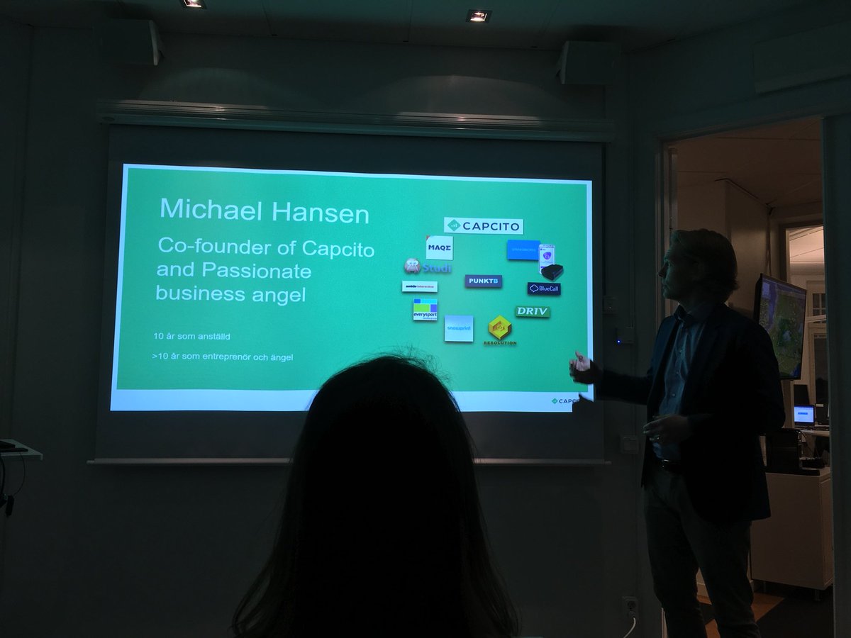 FelipeWigren's tweet photo. Michael Hansen from @capcito talks about startup-funding and Capcito. #capcito #sthlmtech #fintech https://t.co/Hr2DREnIxN